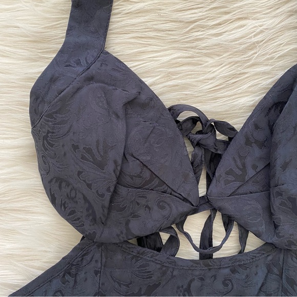 For Love and Lemons Black Floral Jacquard Sleeveless Cut Out Alice Mini Dress - Picture 4 of 13